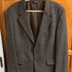 JosA Bank Executive Collection Blazer Sport Coat Sz 43 100% Pure Wool Glen Plaid